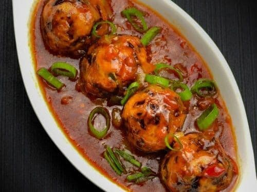 Chili Garlic Chow Mein with Manchurian Vegetable Balls